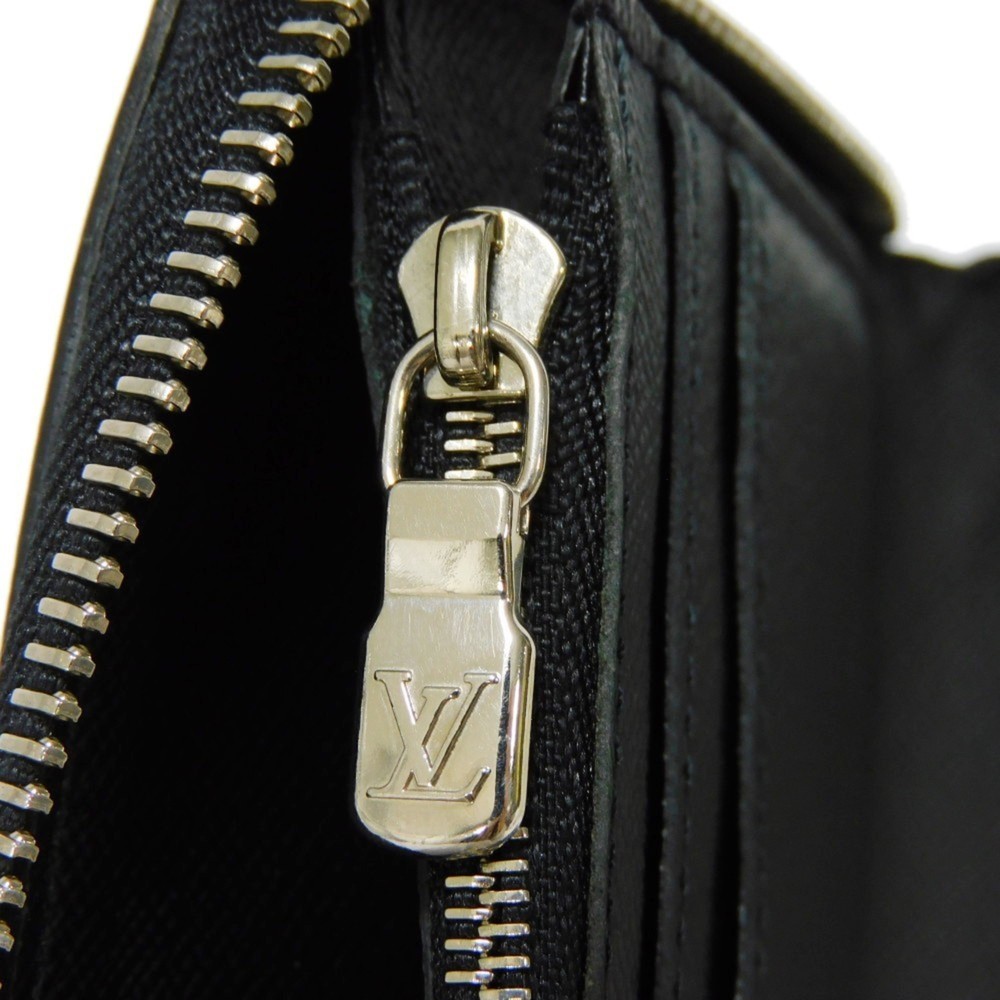 LOUIS VUITTON Long Wallet Zippy Vertical LV Logo Black New Round Zipper Taiga... - Picture 8 of 16
